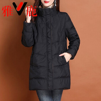 Yalu lightweight 2026 down jacket women's white duck down winter loose mid-length thickened mother middle-aged black jacket black 2312 4xl
