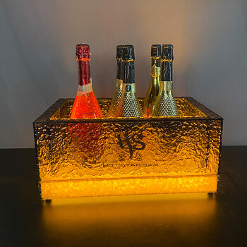 Yusenyi bar luminous ice bucket champagne bucket acrylic led ice bucket ktv luminous double-layer 12-piece 24-piece beer basket (12) frozen champagne bucket yellow light