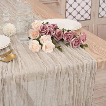 Fantasy purple crumpled table runner translucent gauze tablecloth cheese dessert table style 90300 large tablecloth flesh color 90x400cm