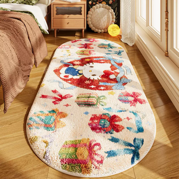 Yusenyi children's room thickened bedroom anti-fall carpet bedside blanket plush long strip floor mat anti-slip main cute gift kitten silicone cashmere 120x160 (zero formaldehyde)