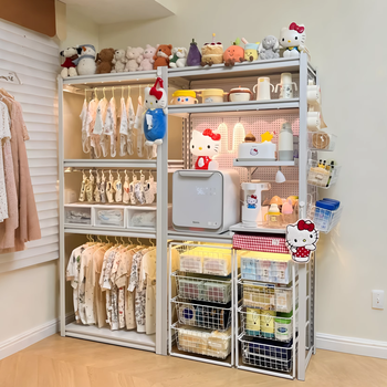 Yimeiyou simple wardrobe home rental bedroom dormitory hole board storage clothes hanger upgrade thickened coat rack wardrobe three layers high 160cm - default white factory straight hair 50*width 40cm free dust curtain hanging clothes rod