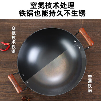 Tuojin imported quality pig iron cast iron pot from germany, old-fashioned cooking pot with double ears, round bottom, non-stick, uncoated, suitable for gas stoves. ships after boiling (can be used after cleaning)_10-year warranty, no rust, no 1 inch