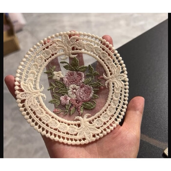 Pupan retro french lace tablecloth ins romantic girly style embroidered lace tablecloth pastoral european bedside table mat 12cm apricot lace mat