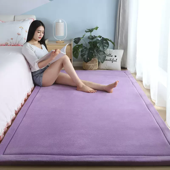 Yusenyi thickened bedside blanket anti-fall mat baby crawling mat children's room carpet under bed mat bedroom floor violet 200x280cm