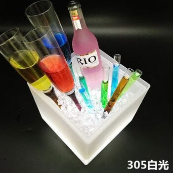 Luminous ice bucket ktv bar champagne bucket creative beer bucket home red wine and foreign wine led plastic ice bucket battery model white light 1