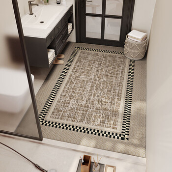 Fantasy bathroom floor mat washing table anti-slip foot mat bathroom water absorbent quick-drying mat diatom mud large size carpet woven texture brown diatom mud soft cushion 60x90cm