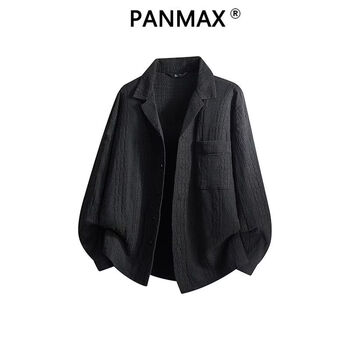 Panmax autumn and winter new versatile niche jackets trendy lapel fashion casual men's jackets black m recommended 95-110 catties