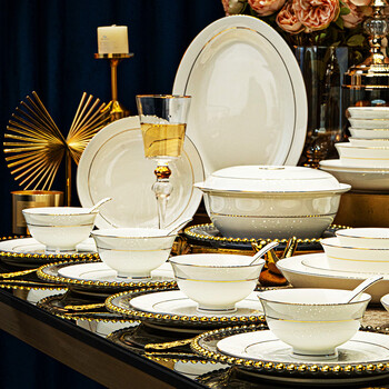 Red peony jingdezhen phnom penh tableware set household ceramic dishes set european plate bowl and chopsticks set light luxury gift box phnom penh tableware for 10 people gift box 58 pieces