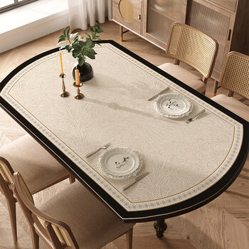 Caizhi rice tabletop protection mat oval table mat light luxurious feeling tablecloth waterproof, oil-proof, wash-free and anti-scalding round table top tize lianzhi-oval sheepskin pattern anti-fouling table mat 76*120cm (oval table mat)