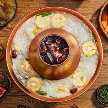 Tuojin german imported quality jing erye extra thick copper electric carbon dual-purpose mandarin duck hot pot mutton shabu-shabu household commercial copper hot pot (single flavor) 1 inch 304 honeycomb non-stick pot