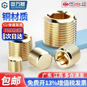 Guwanji (guwanji) national standard pure brass full copper hexagonal plug bulkhead metric british and american oil plug pipe plug 1 point 2 points 3 points 4 points pt1/2=4 points (1 piece)