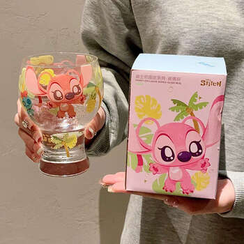 Yusenyi hechenxi hx beer cup for girls, cute glass cup, juice milk cup, stitch beer cup 450ml pink