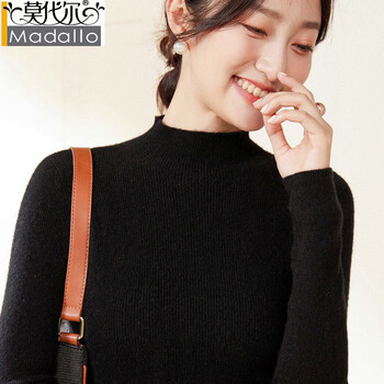 Modal half turtleneck bottoming shirt for women in autumn and winter, tight-fitting inner layer, stylish slimming sweater, long-sleeved large size knitted top, classic black l