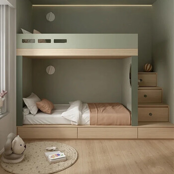 The shopkeeper customized the tatami children's room with staggered upper and lower beds for small apartments, second floor beds, separate beds for the second child, independent space, tatami (children's room) deposit