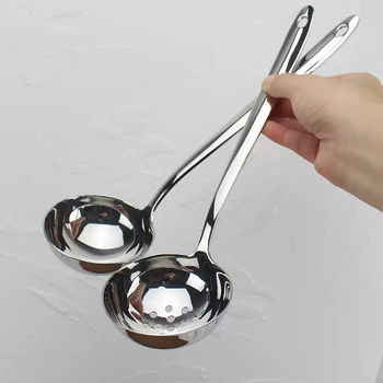 Zailu chude light luxury enlarged and deepened soup spoon 18/10 stainless steel long handle large male spoon extra large porridge spoon thickened household 1 enlarged spherical soup spoon + 1 enlarged ball