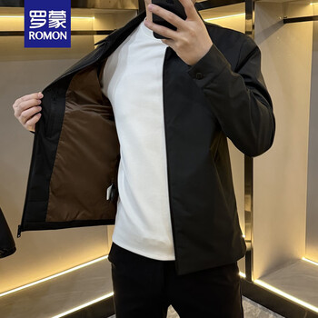 Romon autumn and winter cotton thickened business casual executive jacket men's lapel administrative jacket men's casual all-match jacket black winter thin cotton inner coffee color l 90125 catties