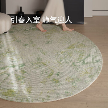 Saibos jade green imported wool round carpet middle ancient style light luxury style high-end living room bedroom bedside blanket 1x1m