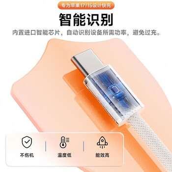 Llmiin apple charging cable 120w mobile phone charger data cable fast charging typc-c braided cable suitable for original iphone17/16/15promax apple 120w dual type-c apple 120w dual type-c interface braided fast charging cable - 2 meters national 3c