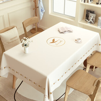 Junyuexi tablecloth waterproof and oil-proof no-wash 2025 new oval anti-scalding folding tablecloth pvc plastic tablecloth heat insulation simple pearl 100*100cm (suitable for small square table/round table)