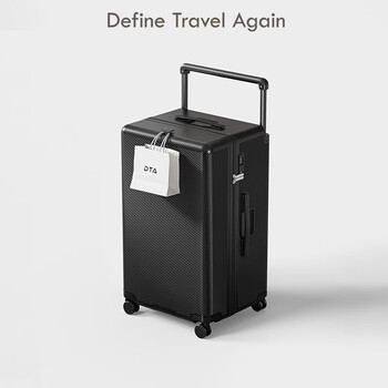 Dta wide trolley suitcase for men and women large-capacity trolley case new thickened password travel leather box black 28 inches