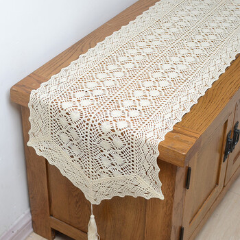 Fantasy pastoral cotton thread hollow imitation crochet table flag american retro dining table cloth coffee table mat tv cabinet chest of drawers cover cloth 35cm pointed phoenix tail flower 120cm