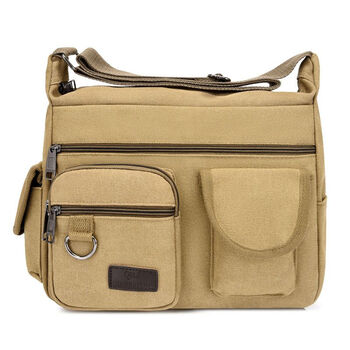 Ye yu canvas tool bag large and small one-shoulder diagonal laptop bag home appliance repair bag printable multi-functional bag large thickened canvas 1805 khaki