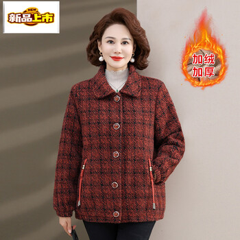 Chujing mom autumn and winter jacket double-sided velvet middle-aged winter woolen top plus velvet middle-aged and elderly women's winter clothing thickened cotton jacket orange red 3xl (suitable for about 120-135 pounds)
