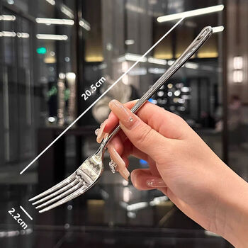 Pupan stainless steel forks, western-style noodle long-handled salad forks, high-looking restaurant steak cutlery, 5 extra-thick steel long-handled forks