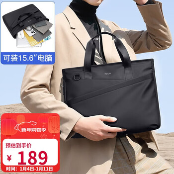 Polo business briefcase men's expandable handbag 14/15.6 inch computer bag shoulder bag gift for boyfriend