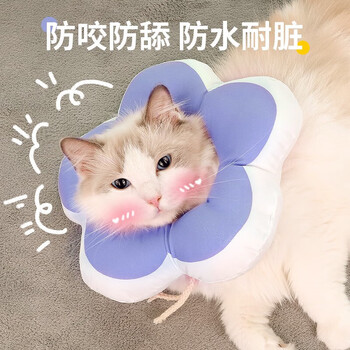 Shantou lincun qioh cat collar elizabeth collar waterproof anti-scratch and lick soft headgear elizabeth sterilized shame collar cat blue purple xs size (2-5 pounds)