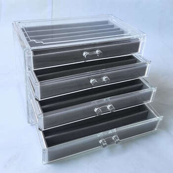 Yusenyi multi-layer necklace bracelet drawer-type transparent velvet jewelry box hairpin watch display box gray heightened 4 layers 20 grids (4 layers 5 grids)