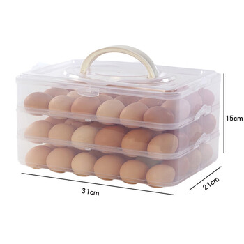He jiagong egg carton refrigerator sealed crisper household food-grade plastic kitchen storage box egg tray full moon packaging box transparent three layers (can hold 72 eggs)
