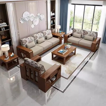 Sanskrit new chinese style winter and summer solid wood sofa modern simple living room small apartment removable and washable combination fabric sofa
