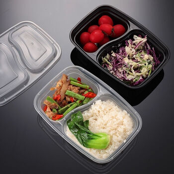 Disposable american double-compartment lunch box 6828 two-compartment thickened take-out fast food lunch box divided compartment lunch box 6828 white double compartment 150 sets