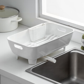 Rop drain rack imported from japan household chopsticks plate and dish storage rack drain basket drain sink kitchen storage rack narrow white