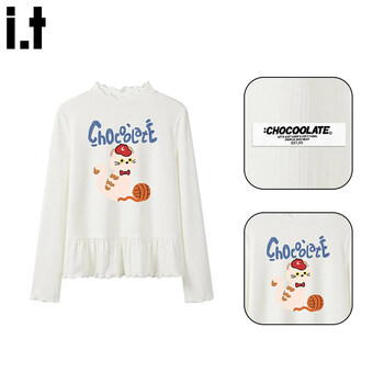 Chocoolate it women's early spring new style slim inner half turtleneck long-sleeved top with fungus edge for women small skirt bottoming shirt for women milk white s