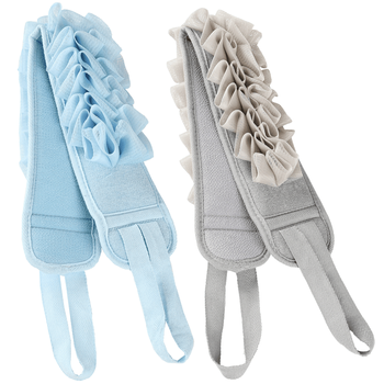 Shantou lincun bathing artifact two-in-one long bath flower household back rub for women back rubbing artifact blue + gray bathing back rubbing strip