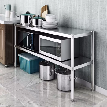 Yusenyi thickened kitchen stainless steel storage rack floor-standing two-layer microwave oven storage rack thickened length 70 width 30 height 70 two layers