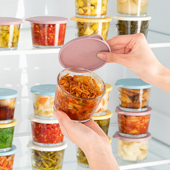 Sungsa japanese pickle sealed jar preservation box food-grade pickle glass refrigerator pickle mustard storage storage jar sealed jar pink purple 2 pieces