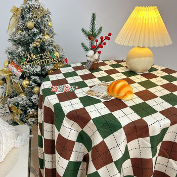 Fantasy new year's day tablecloth festive style new year coffee table dining table desk line pattern green rhombus 40x60cm