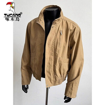Woodpecker (tucano) american retro heavyweight stand collar bomber jacket men's spring and autumn cleanfit barn style work jacket trendy khaki xl