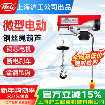 H&g shanghai hugong company micro electric hoist small household crane lifting 1 ton construction and decoration building hoist pa400 30 meters