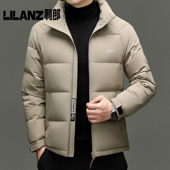 Lilan high-end light luxury stand-collar down jacket men's winter new fashion casual thickened warm and cold-proof bread jacket trendy khaki 14xl (180)