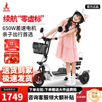 Phoenix q1 parent-child electric tricycle, household small electric motorcycle, long range, leisure small tricycle, two seats + 650w differential speed + 8a lithium battery + about 20 kilometers