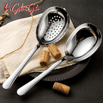 Goose egg spoon thick-skinned orange same style goose egg spoon 304 stainless steel long handle soup spoon soup leakage household soup spoon genuine 304 steel/fake one pays ten/combination set