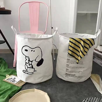 Shantou lincun cartoon shrubby the dog dirty clothes basket waterproof cotton and linen canvas bucket simple nordic fabric storage basket