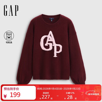 Gap women's 2025 autumn new plush logo loose round neck sweater loose and versatile top 793650