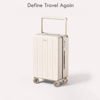 Dta suitcase wide trolley can board the plane large-capacity suitcase for men and women new password box trolley case milk apricot color 20 inches