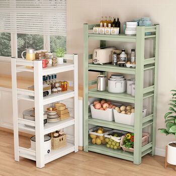 Fantasy kitchen storage rack floor-standing pot storage rack fruit and vegetable storage rack microwave oven dinner side rack gray green 3-layer height 80cm (priority for collection and purchase) length 40cm width 30cm small size sandwich style