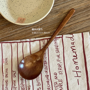 Yong huan wooden spoon dry rice spoon eating broadcast large spoon ramen large bibimbap spoon eating spoon big head dry rice spoon 23.5 6cm
